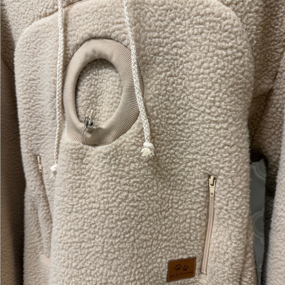Sherpa Fleece Hoodie with Cat Pouch - Picture 2 of 5